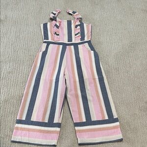 Rare Editions Pink Striped Wide Leg Jumpsuit Girls Size 14 EUC